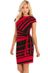 Sexy Red Black Stripe Knot Sheath Dress